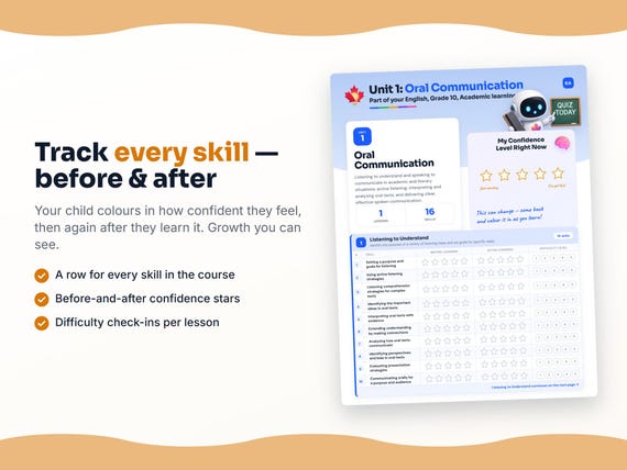 Unit reflection and certificate pages inside the English, Grade 10, Academic workbook