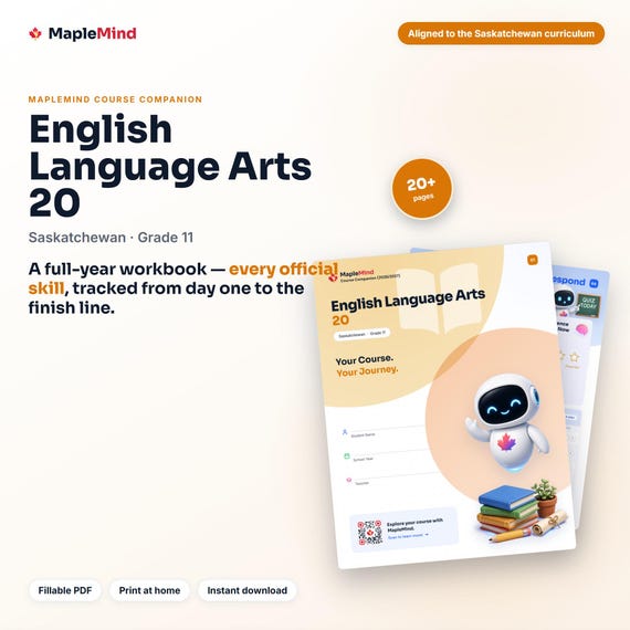 English Language Arts 20 Course Companion — printable workbook and progress tracker for the English Language Arts 20 curriculum