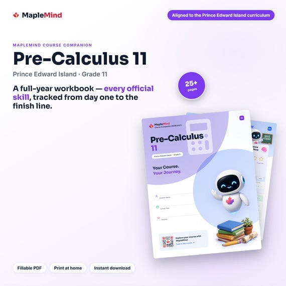 Pre-Calculus 11 Course Companion — printable workbook and progress tracker for the Pre-Calculus 11 curriculum