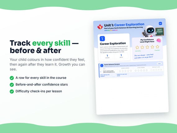Unit reflection and certificate pages inside the Earth Science 30 workbook