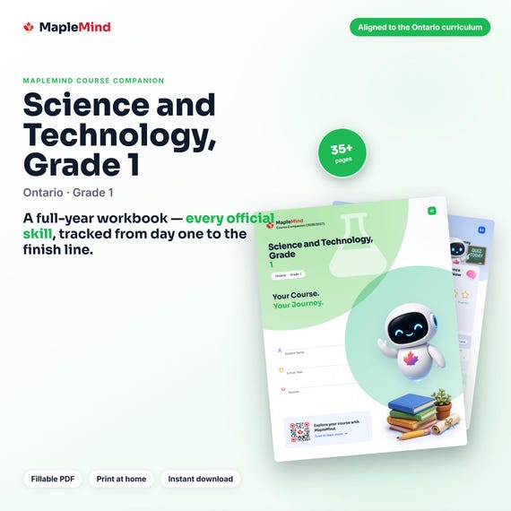 Science and Technology, Grade 1 Course Companion — printable workbook and progress tracker for the Science and Technology, Grade 1 curriculum