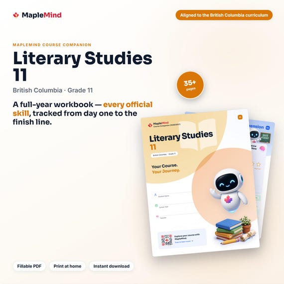 Literary Studies 11 Course Companion — printable workbook and progress tracker for the Literary Studies 11 curriculum