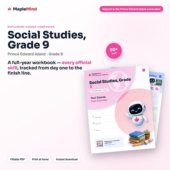 Social Studies, Grade 9 Course Companion — printable workbook and progress tracker for the Social Studies, Grade 9 curriculum