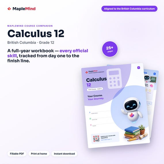 Calculus 12 Course Companion — printable workbook and progress tracker for the Calculus 12 curriculum