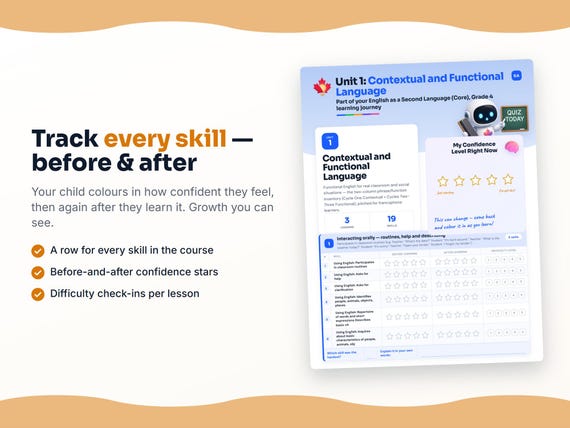 Unit reflection and certificate pages inside the English as a Second Language (Core), Grade 4 workbook