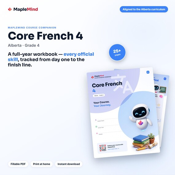 Core French 4 Course Companion — printable workbook and progress tracker for the Core French 4 curriculum