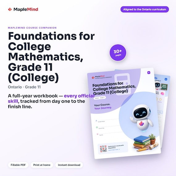 Foundations for College Mathematics, Grade 11 (College) Course Companion — printable workbook and progress tracker for the Foundations for College Mathematics, Grade 11 (College) curriculum