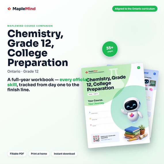 Chemistry, Grade 12, College Preparation Course Companion — printable workbook and progress tracker for the Chemistry, Grade 12, College Preparation curriculum