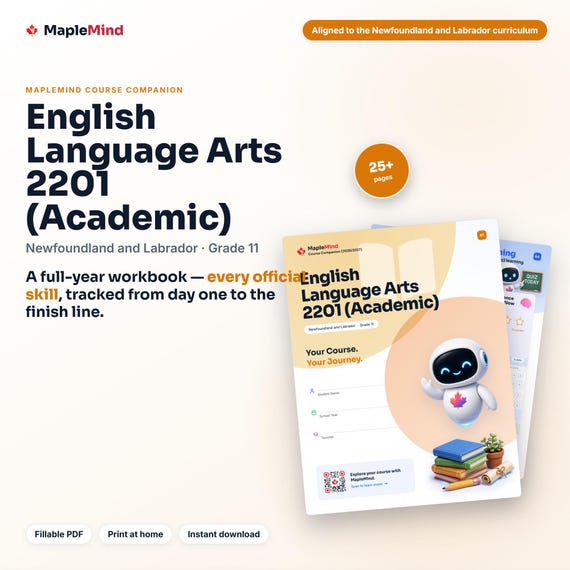 English Language Arts 2201 (Academic) Course Companion — printable workbook and progress tracker for the English Language Arts 2201 (Academic) curriculum