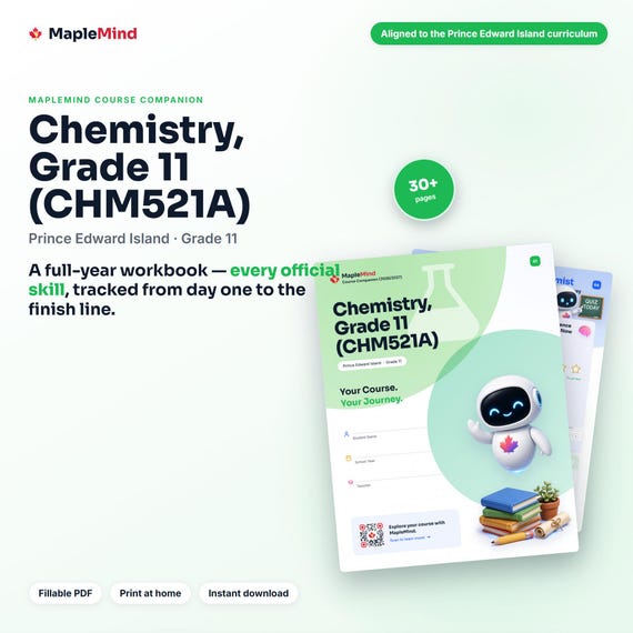 Chemistry, Grade 11 (CHM521A) Course Companion — printable workbook and progress tracker for the Chemistry, Grade 11 (CHM521A) curriculum