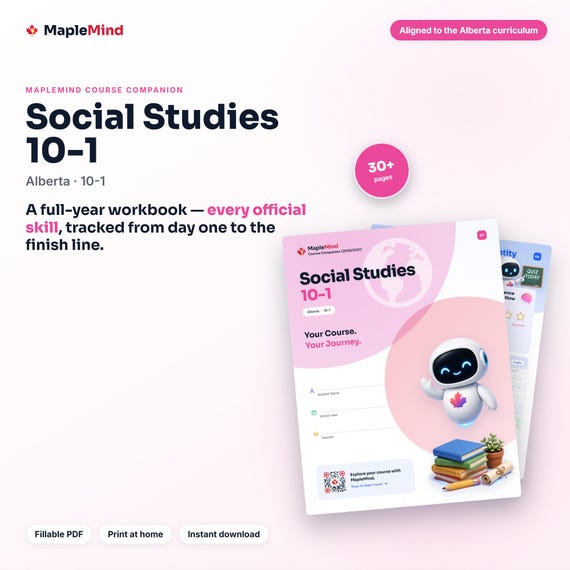 Social Studies 10-1 Course Companion — printable workbook and progress tracker for the Social Studies 10-1 curriculum