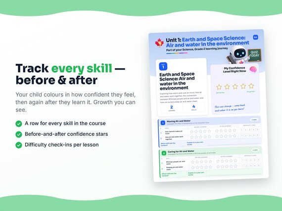 Unit reflection and certificate pages inside the Science, Grade 2 workbook