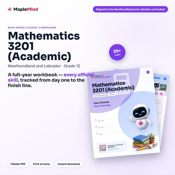 Mathematics 3201 (Academic) Course Companion — printable workbook and progress tracker for the Mathematics 3201 (Academic) curriculum