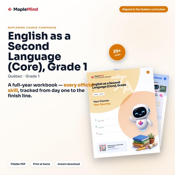 English as a Second Language (Core), Grade 1 Course Companion — printable workbook and progress tracker for the English as a Second Language (Core), Grade 1 curriculum