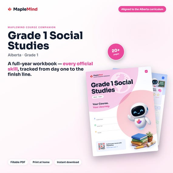 Grade 1 Social Studies Course Companion — printable workbook and progress tracker for the Grade 1 Social Studies curriculum