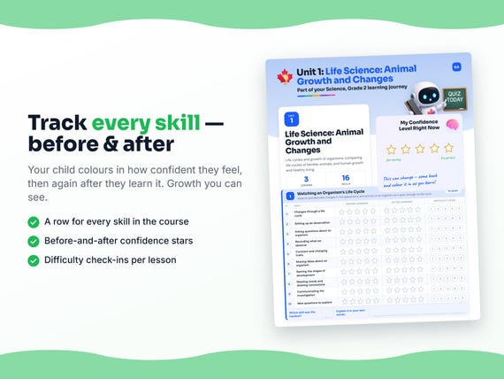Unit reflection and certificate pages inside the Science, Grade 2 workbook