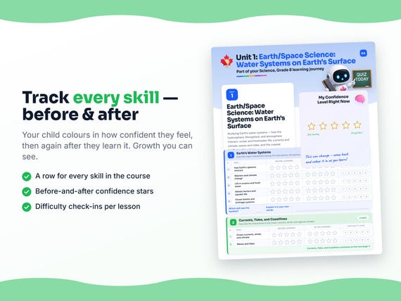 Unit reflection and certificate pages inside the Science, Grade 8 workbook