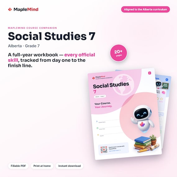 Social Studies 7 Course Companion — printable workbook and progress tracker for the Social Studies 7 curriculum
