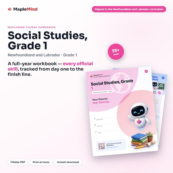 Social Studies, Grade 1 Course Companion — printable workbook and progress tracker for the Social Studies, Grade 1 curriculum