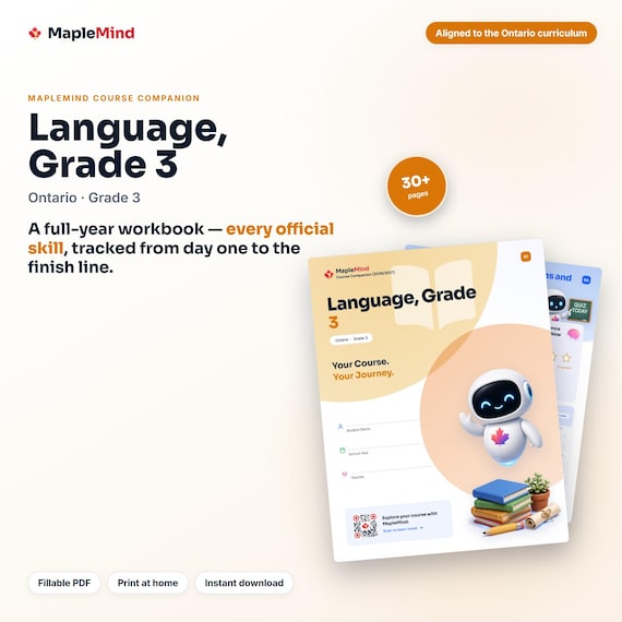 Language, Grade 3 Course Companion — printable workbook and progress tracker for the Language, Grade 3 curriculum