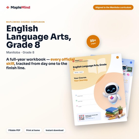 English Language Arts, Grade 8 Course Companion — printable workbook and progress tracker for the English Language Arts, Grade 8 curriculum
