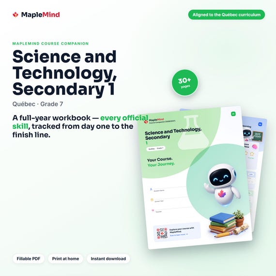 Science and Technology, Secondary 1 Course Companion — printable workbook and progress tracker for the Science and Technology, Secondary 1 curriculum