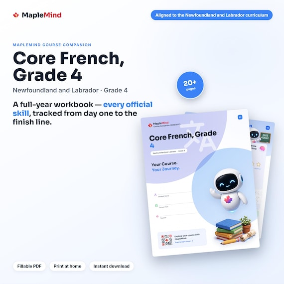 Core French, Grade 4 Course Companion — printable workbook and progress tracker for the Core French, Grade 4 curriculum