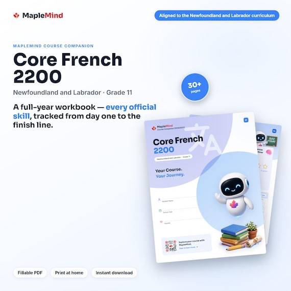 Core French 2200 Course Companion — printable workbook and progress tracker for the Core French 2200 curriculum