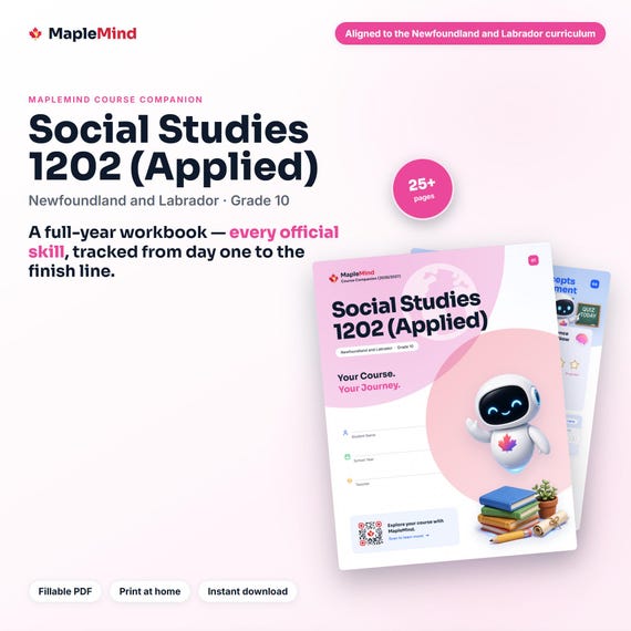 Social Studies 1202 (Applied) Course Companion — printable workbook and progress tracker for the Social Studies 1202 (Applied) curriculum
