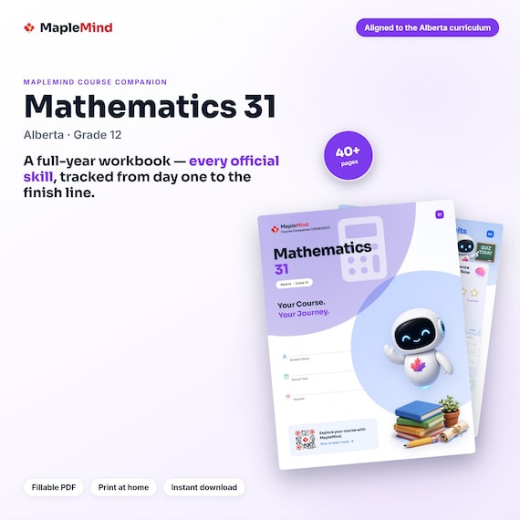 Mathematics 31 Course Companion — printable workbook and progress tracker for the Mathematics 31 curriculum