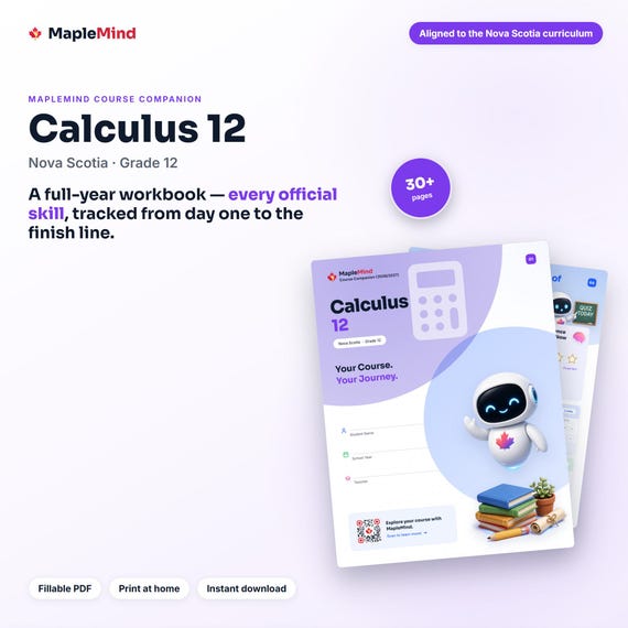 Calculus 12 Course Companion — printable workbook and progress tracker for the Calculus 12 curriculum