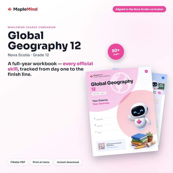 Global Geography 12 Course Companion — printable workbook and progress tracker for the Global Geography 12 curriculum