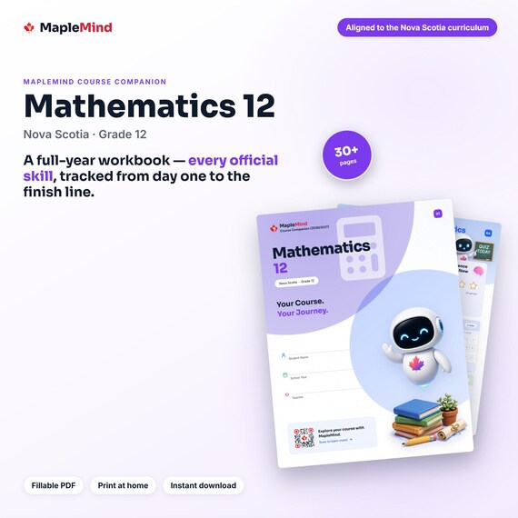 Mathematics 12 Course Companion — printable workbook and progress tracker for the Mathematics 12 curriculum