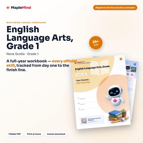 English Language Arts, Grade 1 Course Companion — printable workbook and progress tracker for the English Language Arts, Grade 1 curriculum