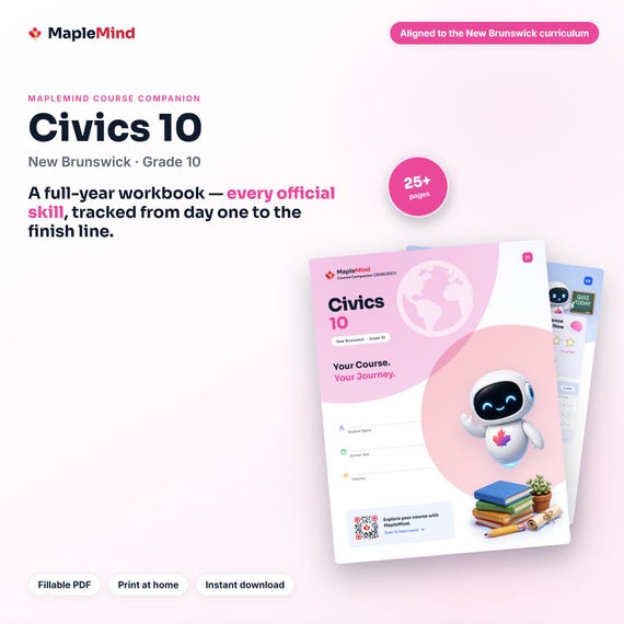 Civics 10 Course Companion — printable workbook and progress tracker for the Civics 10 curriculum