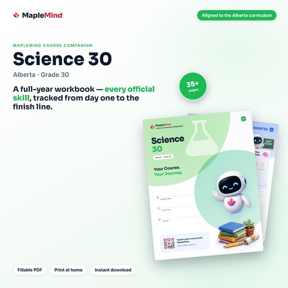 Science 30 Course Companion — printable workbook and progress tracker for the Science 30 curriculum
