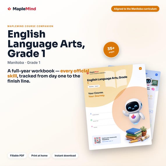 English Language Arts, Grade 1 Course Companion — printable workbook and progress tracker for the English Language Arts, Grade 1 curriculum