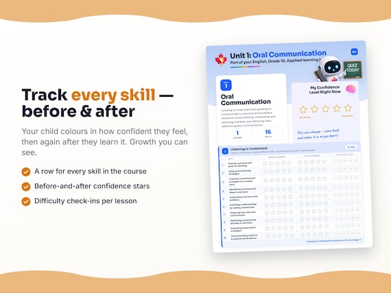 Unit reflection and certificate pages inside the English, Grade 10, Applied workbook