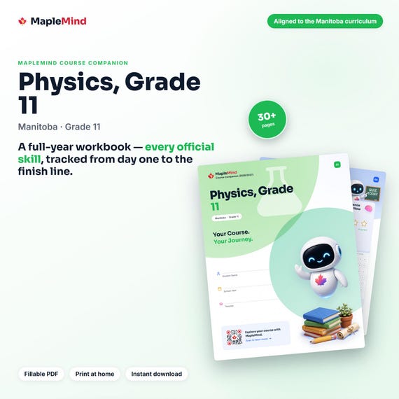Physics, Grade 11 Course Companion — printable workbook and progress tracker for the Physics, Grade 11 curriculum