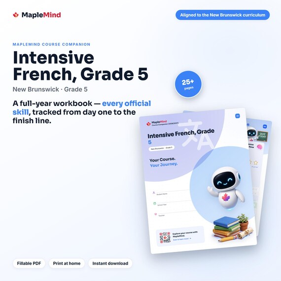 Intensive French, Grade 5 Course Companion — printable workbook and progress tracker for the Intensive French, Grade 5 curriculum