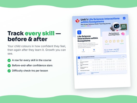 Unit reflection and certificate pages inside the Science, Grade 7 workbook
