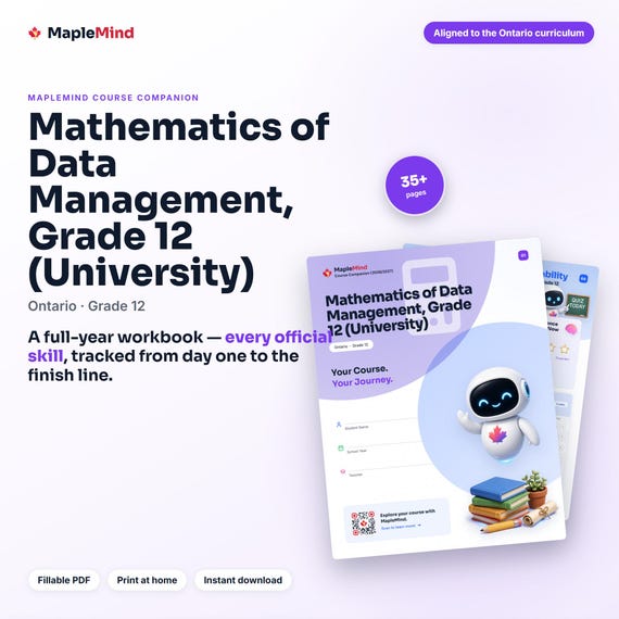 Mathematics of Data Management, Grade 12 (University) Course Companion — printable workbook and progress tracker for the Mathematics of Data Management, Grade 12 (University) curriculum