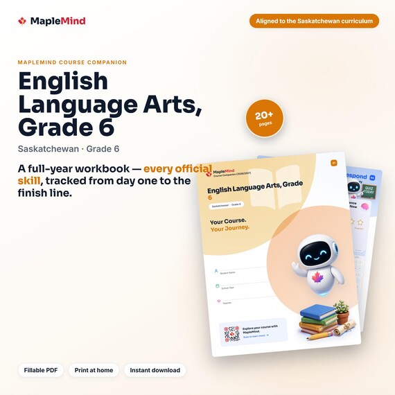 English Language Arts, Grade 6 Course Companion — printable workbook and progress tracker for the English Language Arts, Grade 6 curriculum