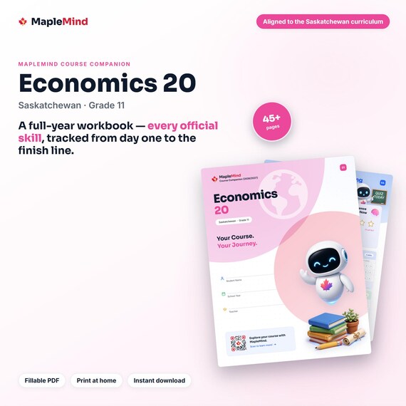 Economics 20 Course Companion — printable workbook and progress tracker for the Economics 20 curriculum