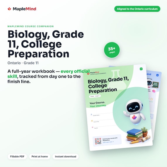 Biology, Grade 11, College Preparation Course Companion — printable workbook and progress tracker for the Biology, Grade 11, College Preparation curriculum