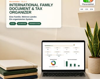 Internationaler Dokumenten- und Steuerordner für Familien | Excel-System für mehrere Länder