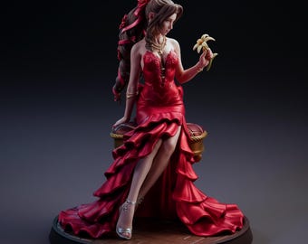 Kit de figura de resina de Aerith, Final Fantasy VII, escala 1/8, sin pintar, estatua sentada con vestido de gala.