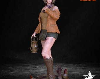 Kit de figura de resina de Ashley Graham, Resident Evil, escala 1/10, sin pintar, 200 mm, base de Raccoon City.