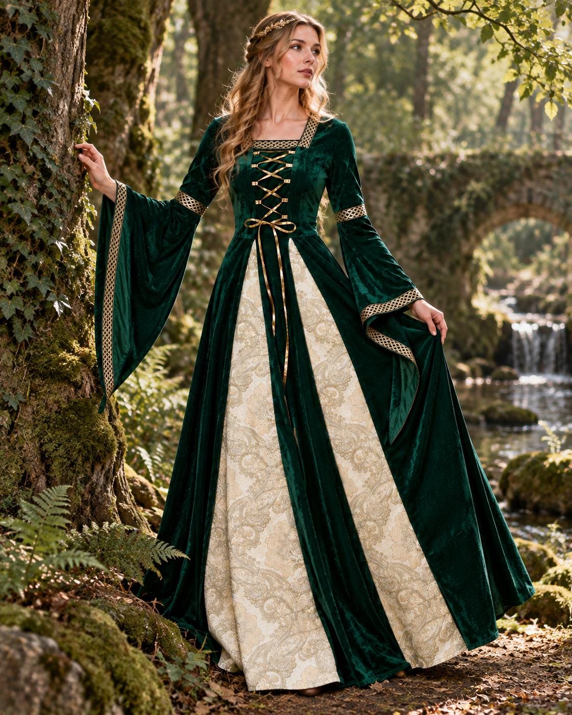 Emerald Green Medieval Dress