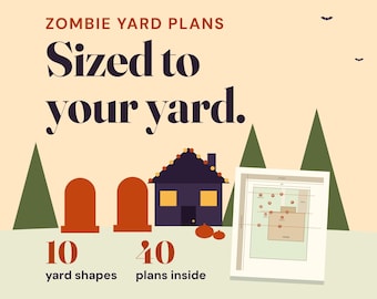 Plan för zombiekyrkogårdsgård | Skalenlig dekorationsguide (digital nedladdning)